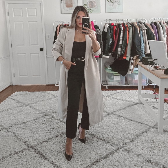 H&M ivory cream long belted coat size M - Picture 10 of 10